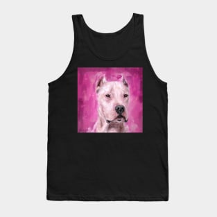 Painting of A Dogo Argentino on Pink Magenta Backround Tank Top